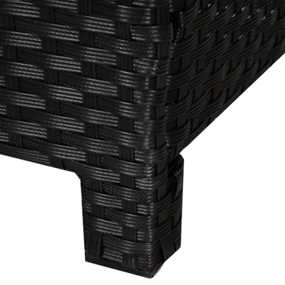 Outsunny 20" Outdoor Ottoman, PE Plastic Rattan Wicker, Fade-Resistant Patio Footrest With Soft Cushion, Steel Frame - Image 4