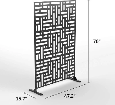 NewTown Decorative Privacy Screen Outdoor Divider With Stand, Featuring Precise Laser Cut,Metal Material-The Pop Home