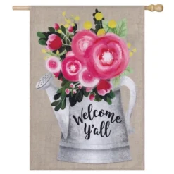 Evergreen (Meadow Creek)Welcom Y'all Floral Can, House Burlap