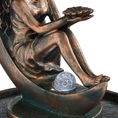 John Timberland Crescent Moon Modern Bubbler Outdoor Floor Water Fountain With LED Light 34" For Yard Garden Patio Home Deck Porch Exterior Balcony - Image 4