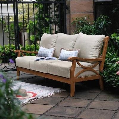 Abbington Teak Patio Sofa With Cushion - Cambridge Casual - Image 7