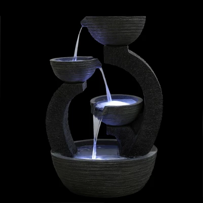 Northlight 31.5" Black Lighted Three-tier Outdoor Garden Water Fountain - Image 2