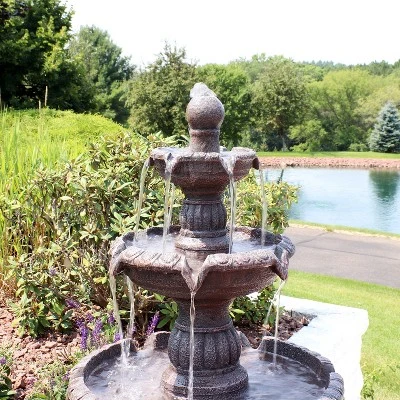 Sunnydaze Decor Sunnydaze 49"H Electric Fiberglass And Resin 4-Tier Mediterranean Outdoor Water Fountain - Image 5