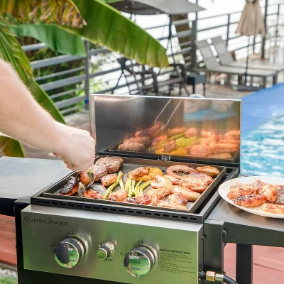 Captiva Designs E02GR010 2-Burner Propane Gas Flat Top Grill And Griddle - Black - Image 2