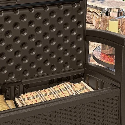 Suncast Loveseat With Storage Area & Trash Hideaway 33 Gallon Capacity Container - Image 5