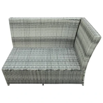 6pc Wicker Patio Set With Glass Table Ottomans - Gray/Dark Gray - GODEER - Image 12