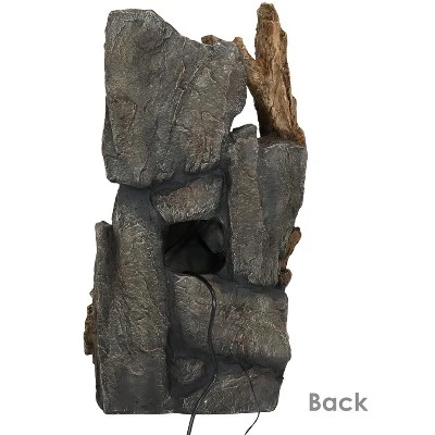 Sunnydaze Decor Sunnydaze 35"H Electric Polyresin Cascading Mountainside Outdoor Water Fountain With LED Lights - Image 7