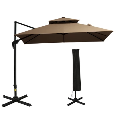 Outsunny 10' X 10' Patio Umbrella Outdoor Cantilever Offset Umbrella Aluminum Square Umbrella With 360° Rotation, 5 Adjustable Tilt Angles And Umbrella Cover (Weights Are Not Included) - Image 3