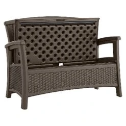 Suncast ELEMENTS Resin Patio Storage Loveseat - Java