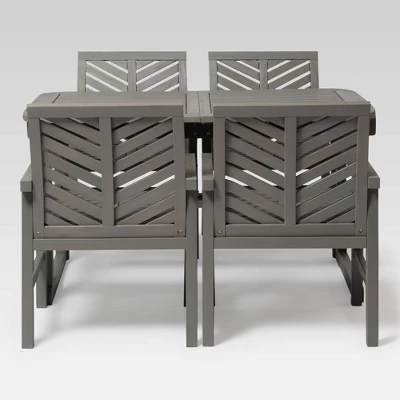 5pc Slatted Extendable Acacia Wood Patio Dining Set - Saracina Home - Image 7