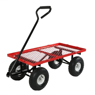 Sunnydaze Decor Sunnydaze Outdoor Lawn And Garden Heavy-Duty Durable Steel Mesh Utility Wagon Cart With Removable Sides - Image 7