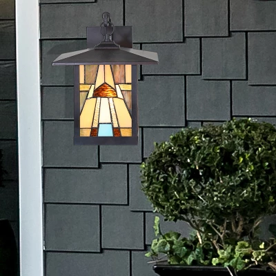 11.75" 1-Light Mona Mission Style Outdoor Wall Lantern Sconce Bronze - River Of Goods - Image 3