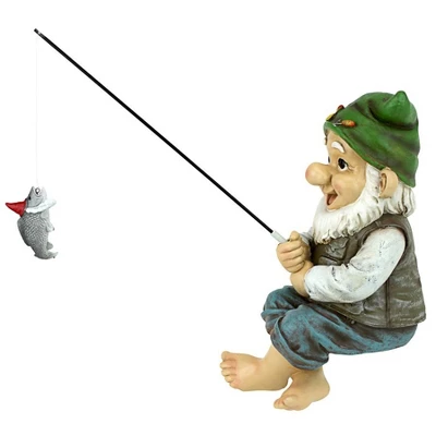 Design Toscano Ziggy, The Fishing Gnome Garden Sitter Statue - Multicolored - Image 5