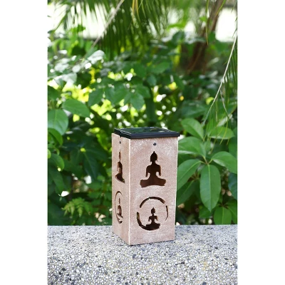 Techko Maid LED Solar 10.8" Portable Buddha Cut Out Decorative Outdoor Lantern Clear - Image 4