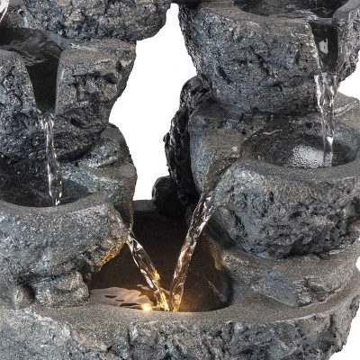 14" Multi Tiered Cascading LED Fountain Gray - Alpine Corporation - Image 5