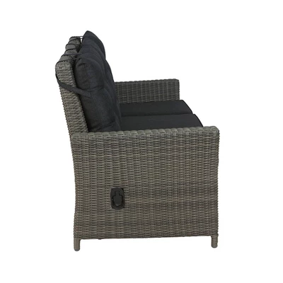 Asti Wicker 3 Seat Reclining Sofa With Cushions - Gray - Alaterre Furniture - Image 3