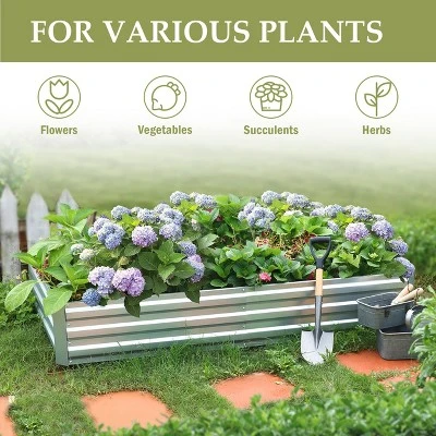 LuxenHome 6Ft X 3Ft Rectangular Galvanized Steel Raised Garden Bed Planter - Image 2