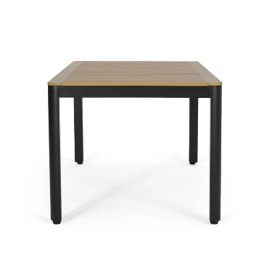 Doheny Rectangular Outdoor Aluminum Dining Table Natural/Black - Christopher Knight Home - Image 3