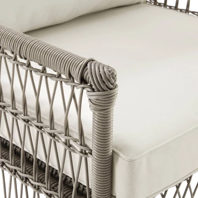 2pk Thatcher Outdoor Steel Swivel Rocking Chairs Creme/Driftwood - Crosley - Image 7