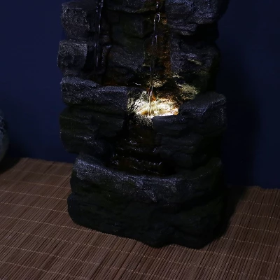 Sunnydaze Decor Sunnydaze Indoor Home Office Polyresin Towering Cave Waterfall Tabletop Water Fountain With LED Light - 14" - Image 10