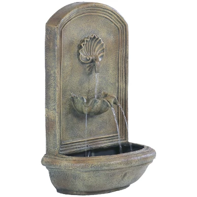 Sunnydaze Decor Sunnydaze 27"H Solar Only Polystone Seaside Outdoor Wall-Mount Water Fountain - Image 9