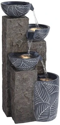 John Timberland Bali Rustic 4-Tier Cascading Bowls Outdoor Floor Water Fountain With LED Light 32 3/4" For Yard Garden Patio Home Deck - Image 7