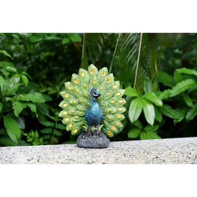 Techko Maid Peacock Proud Solar Outdoor Garden Statue Decor With Spotlight - Image 4