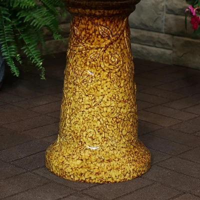Sunnydaze Decor Sunnydaze 43"H Electric Ceramic 3-Tier Floral Motif Outdoor Water Fountain With LED Lights - Image 6