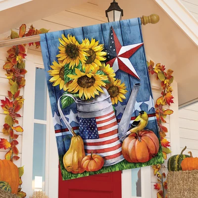 Briarwood Lane American Autumn Primitive House Flag Fall Patriotic Sunflowers 28" X 40" - Image 2