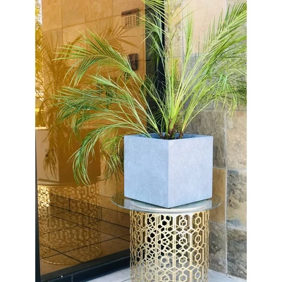 Rosemead Home & Garden, Inc. 10" Wide Kante Lightweight Modern Square Concrete/Fiberglass Indoor Outdoor Planter Box Slate Gray - Image 4