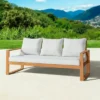 Grafton Eucalyptus 3 Seat Outdoor Bench With Cushions - Gray/Natural - Alaterre Furniture