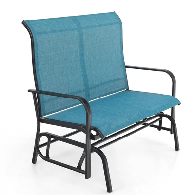 2-Seat Patio Glider With Steel Frame - Blue - Captiva Designs - Image 7