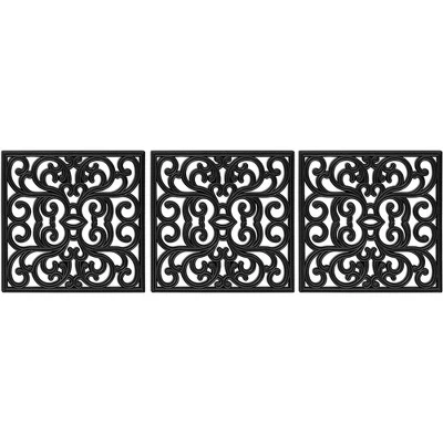 BirdRock Home Rubber Stepping Stone Tiles - 15 X 15" - Set Of 3 - Black