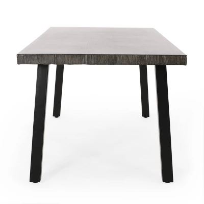 Pointe Outdoor Modern Industrial Aluminum Rectangle Dining Table - Gray/Matte Black - Christopher Knight Home - Image 2