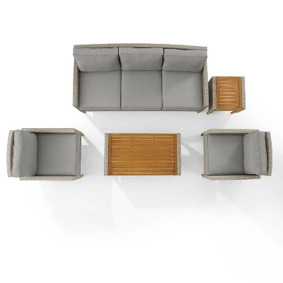 Capella 5pc Outdoor Wicker Sofa Set - Gray - Crosley - Image 8