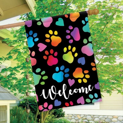 Rainbow Pawprints Welcome House Flag Dogs Cats Pet 28" X 40" Briarwood Lane - Image 2