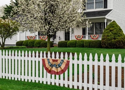 Briarwood Lane Burlap Patriotic Embroidered Bunting USA 48" X 24" Pleated Banner With Brass Grommets - Image 2