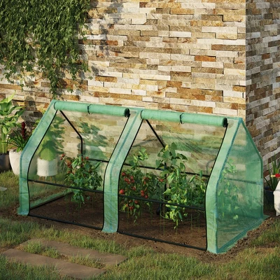 Outsunny 6' X 3' X 3' Mini Greenhouse Portable Hot House With Large Zipper Doors & Water/UV PE Cover For Outdoor And Garden, Green - Image 2