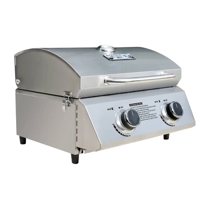 2-Burner Portable Tabletop Stainless Steel Propane Gas Grill Model 13742 - Monument Grills
