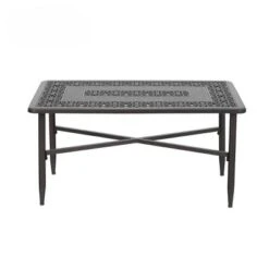 38.6"x23" Rectangular Outdoor Patio Cast Aluminum Coffee Table With Frosted Surface - Captiva Designs