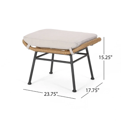 Set Of 2 Chalet Indoor Modern Boho Wicker Chat With Ottomans Light Brown/Beige/Black - Christopher Knight Home - Image 9