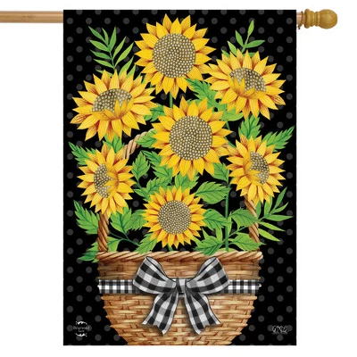 Primitive Sunflowers Autumn House Flag Floral Fall 28" X 40" Briarwood Lane