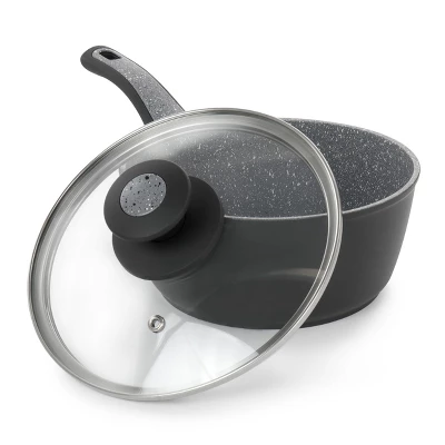 Oster® Oster 1.7 Quart Non Stick Saucepan With Glass Lid In Grey