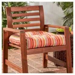 Watermelon Stripe Outdoor Seat Cushion - Kensington Garden