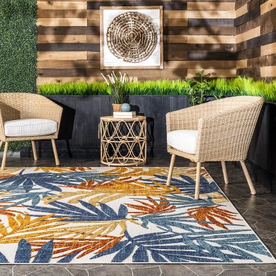 NuLOOM Flor Multi Tropical Leaves Indoor/Outdoor Patio Area Rug - Image 7