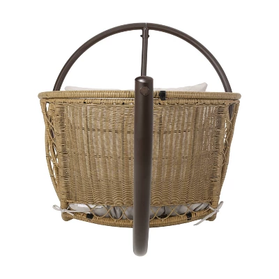 Malia Outdoor Wicker Hanging Chair With Stand Brown/Beige - Christopher Knight Home - Image 2