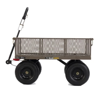 Gorilla Cart GORMP-12 5 Cubic Feet 1200 Pound Capacity Heavy Duty Durable Steel Multi Use Quick Dump Wagon Utility Cart W/ 2 In 1 Towing Handle, Gray - Image 2