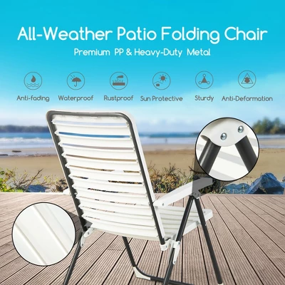 Costway Patio PP Folding Chair Adjustable Reclining 7-Level All-Weather Portable Outdoor - Image 4