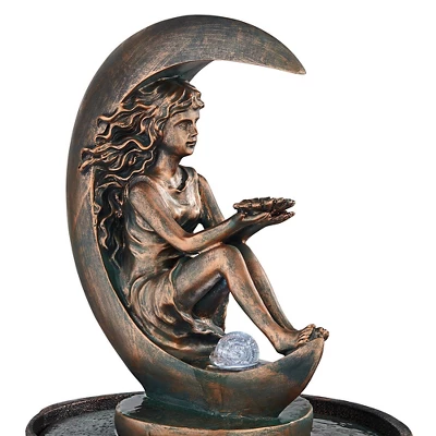 John Timberland Crescent Moon Modern Bubbler Outdoor Floor Water Fountain With LED Light 34" For Yard Garden Patio Home Deck Porch Exterior Balcony - Image 3