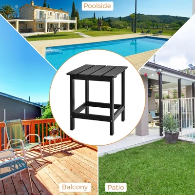 Costway Patio 15" End Side Coffee Table Square Wooden Slat Garden Deck WhiteBlackGray - Image 4